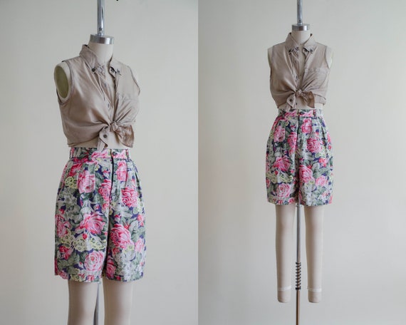 romantic floral shorts | high waisted shorts