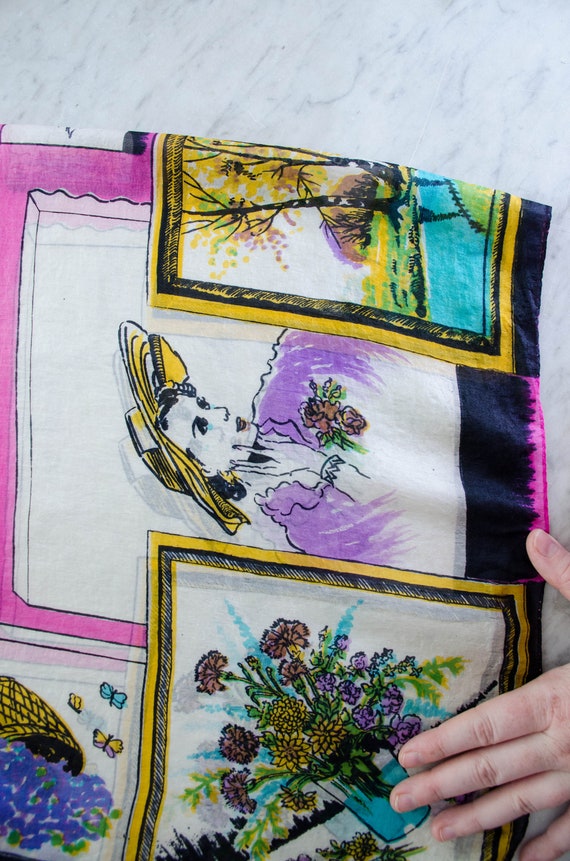 1940s silk scarf | novelty print scarf | 1940s fashion novelty print View 3