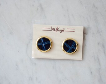 round gold earrings | leather earrings