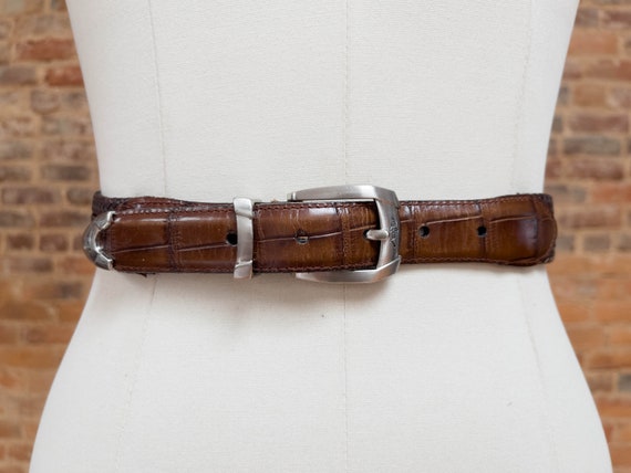 Brown Braided Leather Belt | 90s Vintage Greg Norman Woven  display picture 1