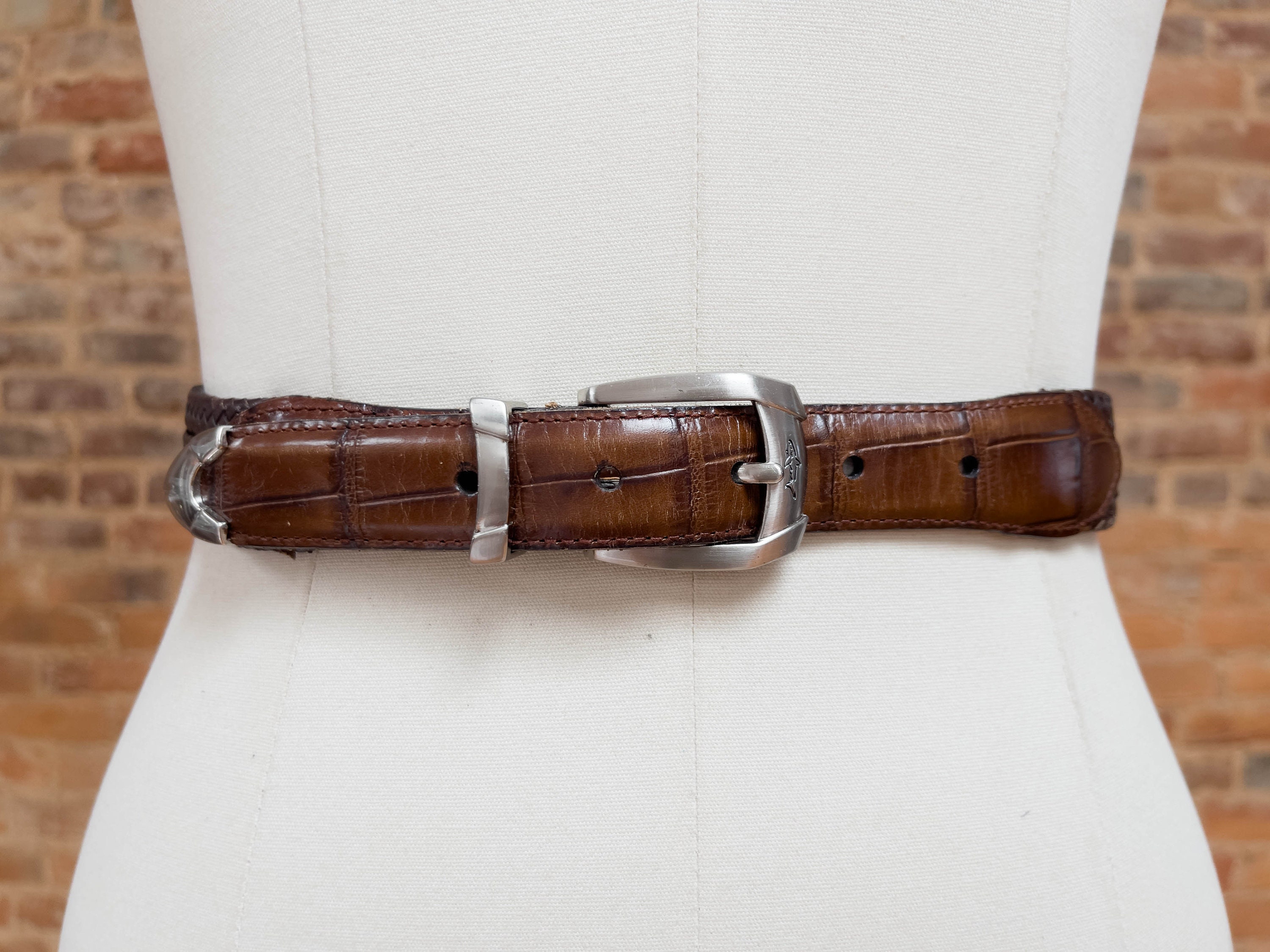 Brown Braided Leather Belt | 90s Vintage Greg Norman Woven Leather