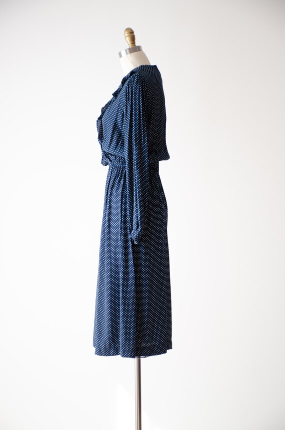 cute cottagecore dress | 70s vintage navy blue po… - image 5