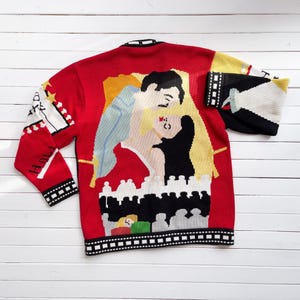 Suéter de Lo que el viento se llevó, cárdigan vintage de los años 90 de punto a mano con la película Jack B. Quick.