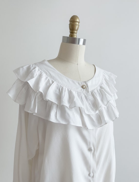 cute cottagecore blouse 90s vintage white ruffled 