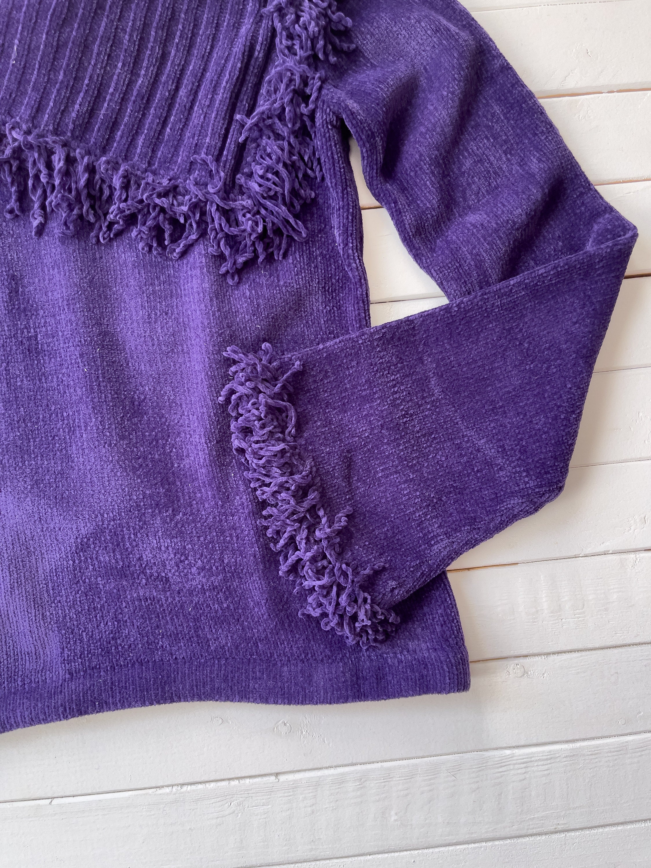 Purple Chenille Sweater 90s Y2k Vintage Bell Sleeve Shawl Collar Fringed Sweater Etsy UK