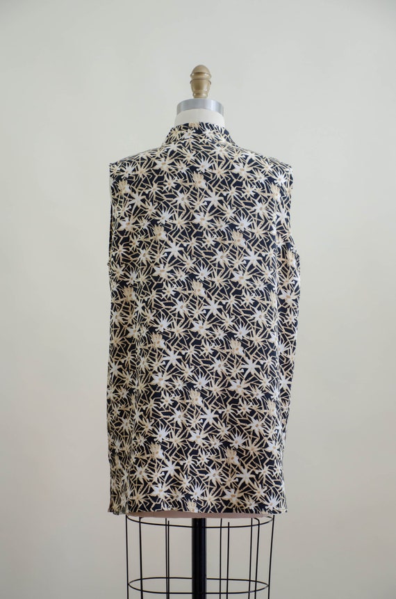 silk daisy blouse | 90s vintage black beige white… - image 7