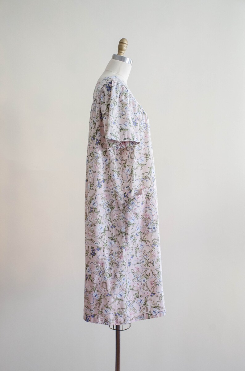 floral vintage house dress rose pink caftan oversized loose nightgown image 6