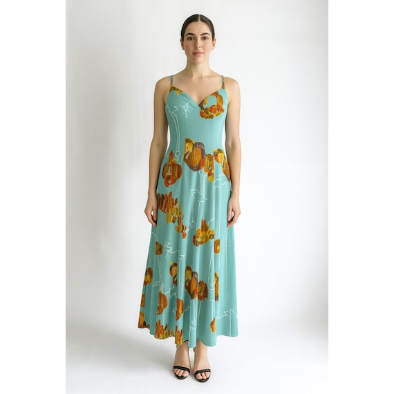 70s Vtg Lane Bryant Turquoise Orange Floral Pattern Maxi Dress and Bolero Set - Etsy 70s Vtg Lane Bryant Turquoise Orange Floral Pattern Maxi Dress and Bolero Set - Etsy