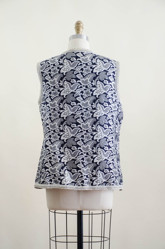 navy silver embroidered vest | 60s 70s vintage sh… - image 8