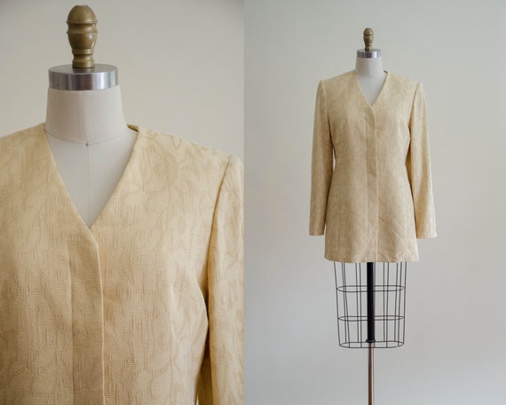 silk blazer | silk chenille jacket | beige brocade