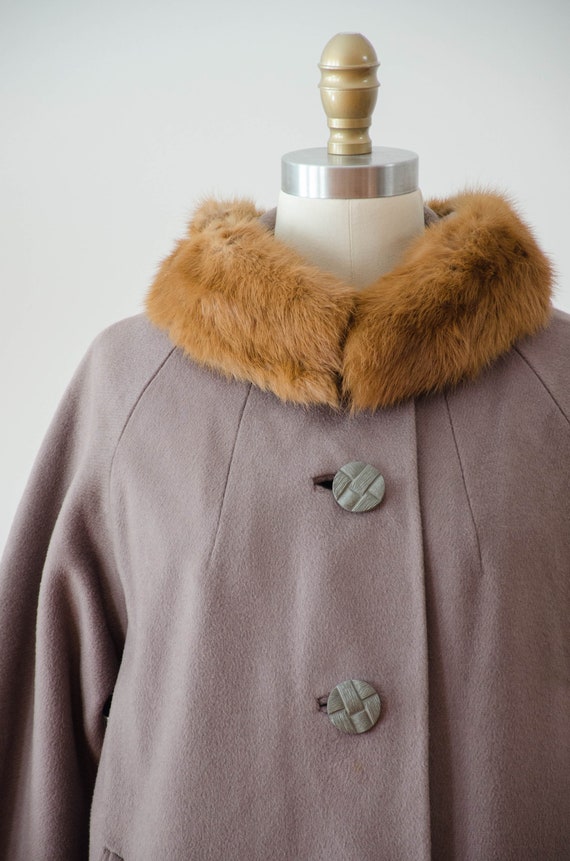 brown wool cashmere coat | 50s 60s vintage taupe … - image 4