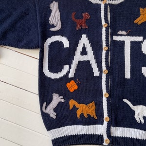 embroidered cat sweater 90s vintage Cotton Salsa navy blue cardigan image 6