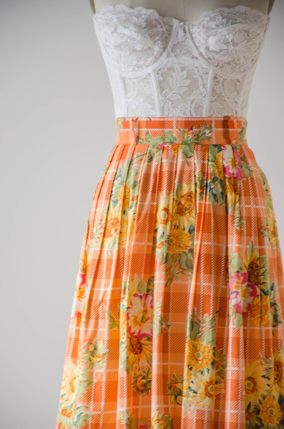 cute cottagecore skirt | 80s 90s vintage orange y… - image 3