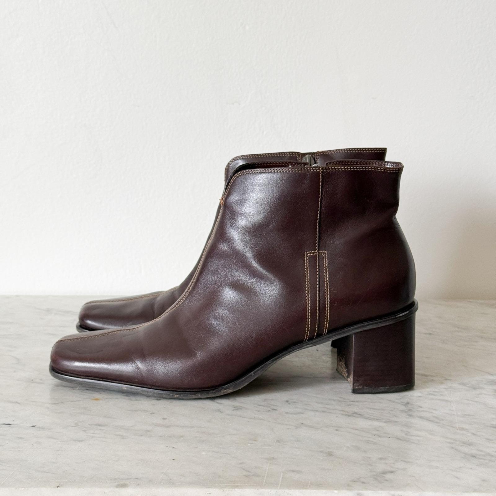 Vtg Bass Brown Leather Ankle Boots‎ Made in Italy Mens 10.5 Derby Shoes Oxfords Knight Derby Brown Leather Boots For Men - The Jacket Maker main image 4