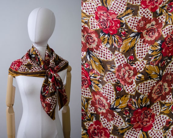 Albert Nipon silk scarf | red floral scarf