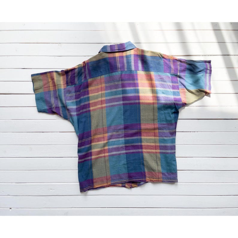 blau kariertes Hemd 90er Vintage Stuart Lang Baumwollbluse Bild 4