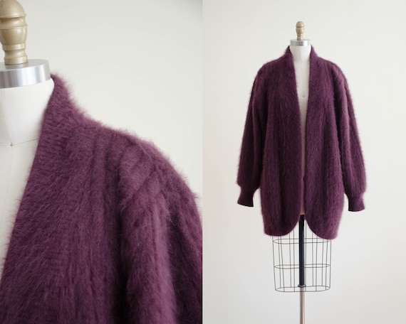 purple angora jacket | fuzzy angora jacket