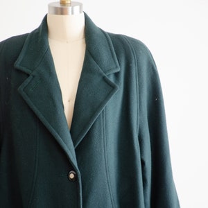 green wool coat 80s 90s plus size vintage forest green minimalist long wool coat image 2