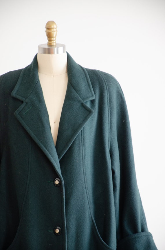 green wool coat 80s 90s plus size vintage forest … - image 2