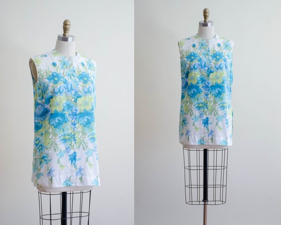 blue floral tunic | 1960s cotton tunic