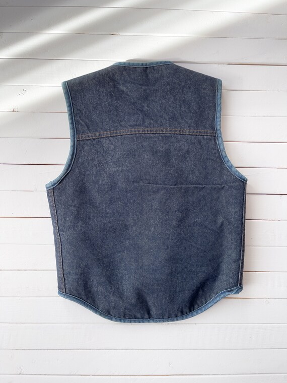 denim patchwork vest | 70s vintage blue jean faux… - image 4