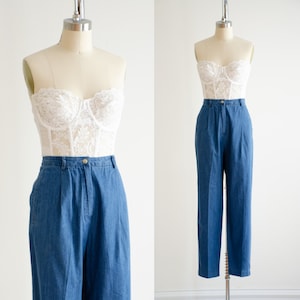 Jean taille haute Talbot&#39;s cambray vintage des années 90, pantalon en jean mom jeans plissé
