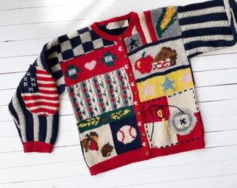 Vtg 90’s Eagle’s Eye Christmas Sweater M Vtg 90's Eagle's Eye Christmas Sweater M Hand Knit Ugly