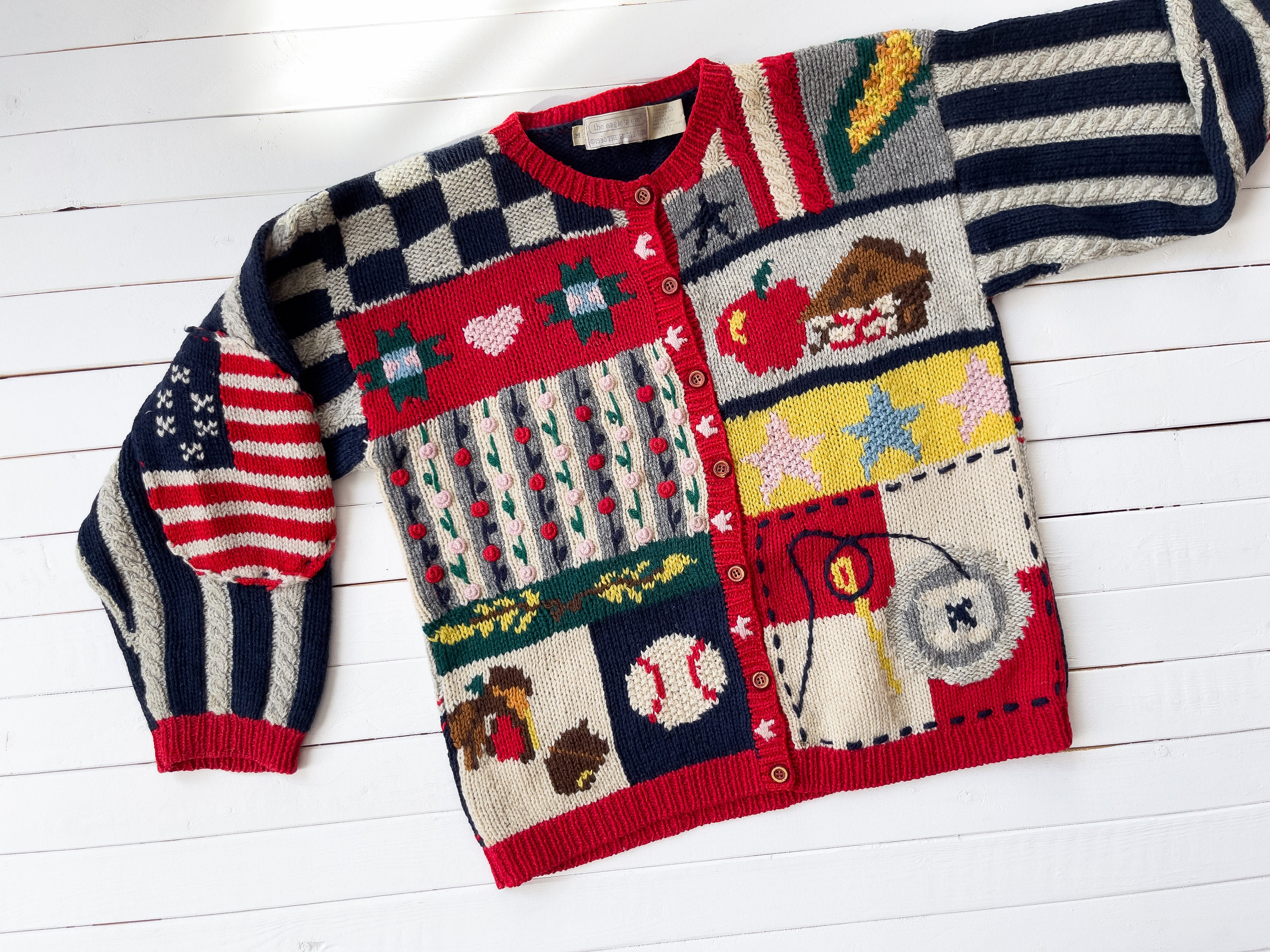 The Eagle's Eye Sweater 90s Vintage Americana Flag Pie