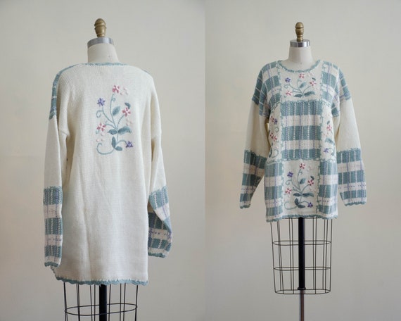 patchwork floral sweater | oversized cotton sweate
