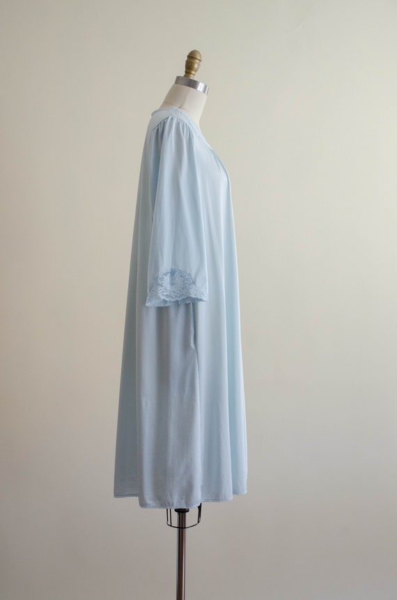 blue nylon robe | silky blue housecoat - image 5