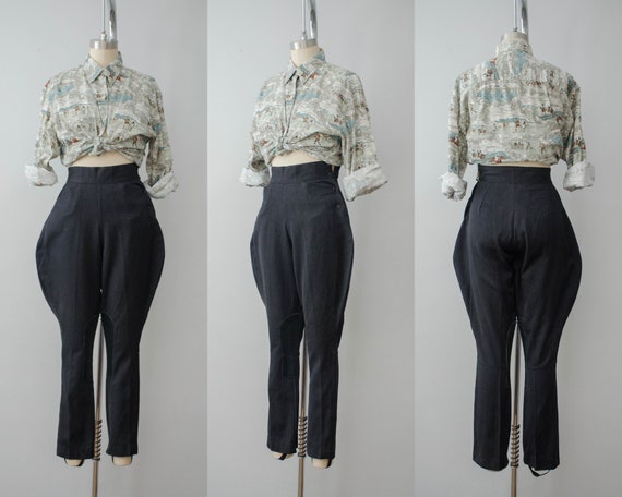 1940s wool jodhpurs | black riding pants