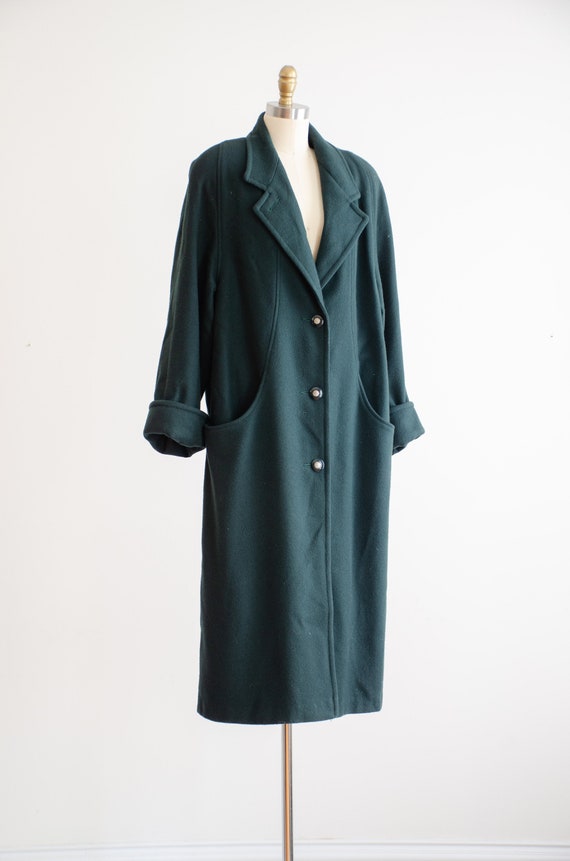 green wool coat 80s 90s plus size vintage forest … - image 5