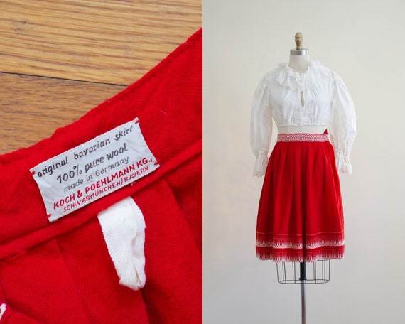 1950s Bavarian wool skirt | red wool skirt | tradi