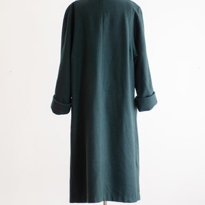 green wool coat 80s 90s plus size vintage forest green minimalist long wool coat image 7