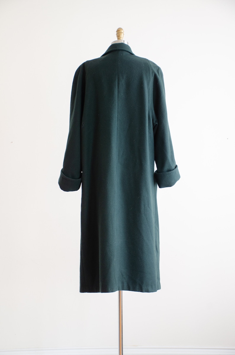 green wool coat 80s 90s plus size vintage forest green minimalist long wool coat image 7