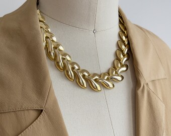 chunky gold necklace vintage gold plated fishtail chain necklace