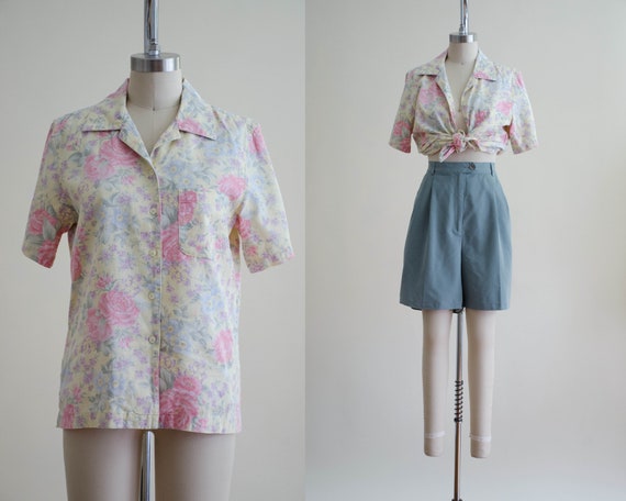 romantic floral blouse | linen blend blouse
