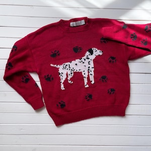 Red Dog Sweater 90s Vintage Robert Scott Dalmatian Sweater - Etsy
