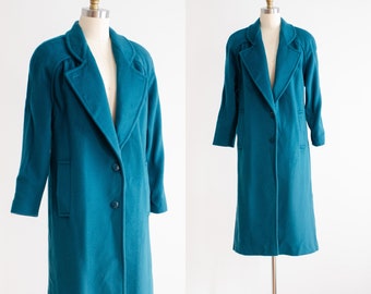 teal wool coat 80s 90s vintage blue green oversized wool coat