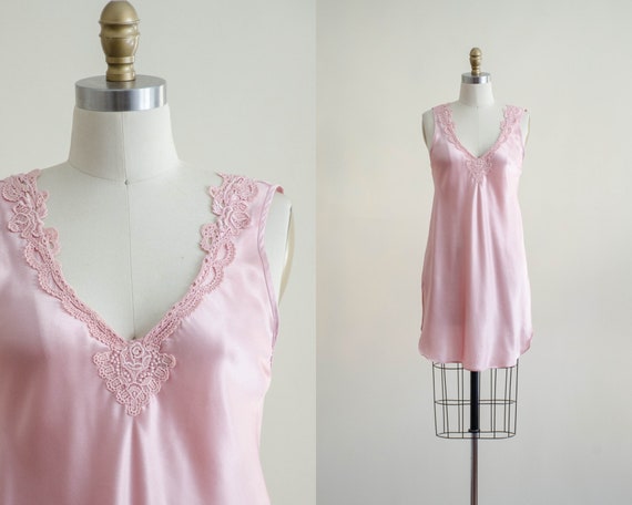 silky pink slip nightgown | pastel vintage linger… - image 1