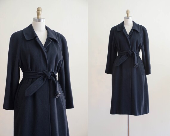 black wool coat | black belted coat | Aquascutum c