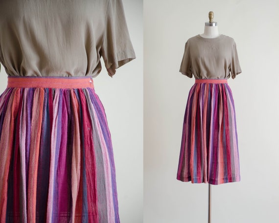 striped midi skirt | Indian gauze striped skirt