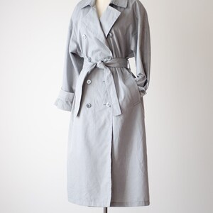 plaid trench coat 80s 90s vintage London Fog gray white dark academia cottagecore belted plaid cotton jacket image 6