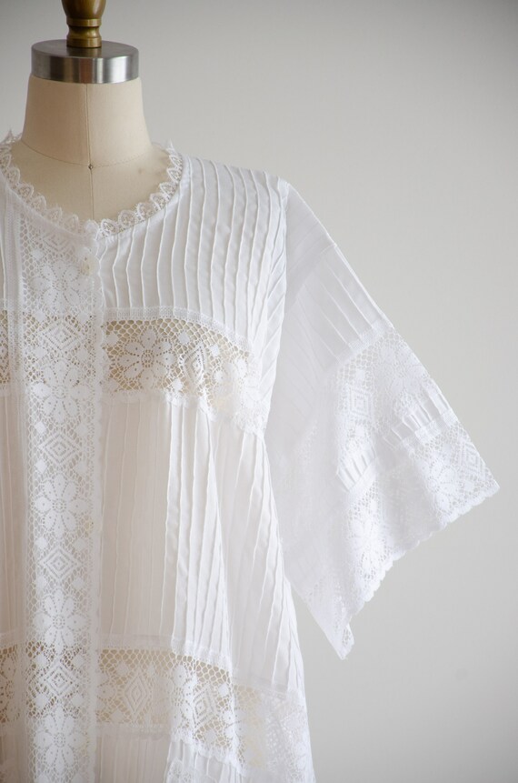 white lace nightgown 70s vintage kimono sleeves w… - image 4