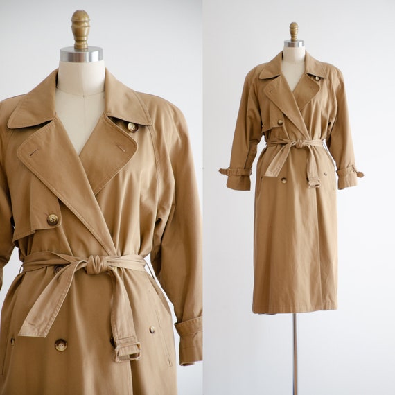 brown trench coat 80s 90s vintage Anne Klein tan … - image 1