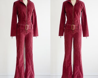 corduroy flare jumpsuit y2k vintage long sleeve stretchy bell bottom jumpsuit