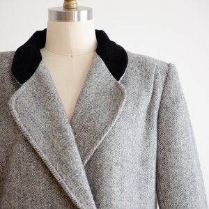 herringbone wool coat 80s 90s vintage black white oversized heavy warm wool jacket image 2