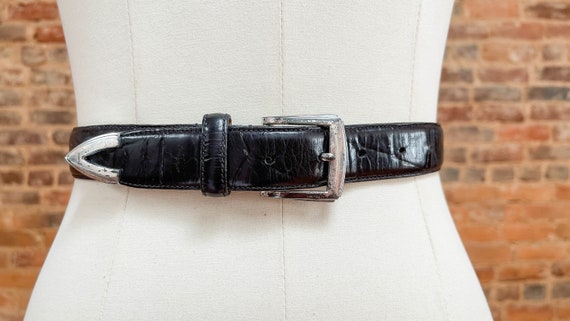 Black Leather Alligator Belt 90s 