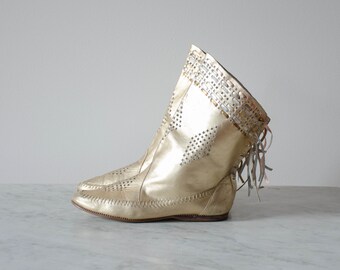 flat gold boots