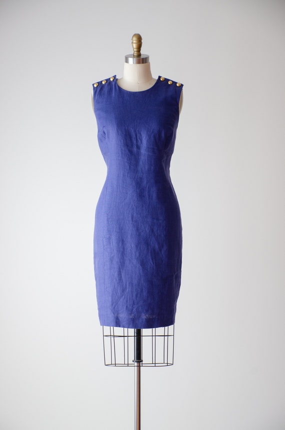 blue linen dress | 80s 90s vintage Liz Claiborne … - image 3